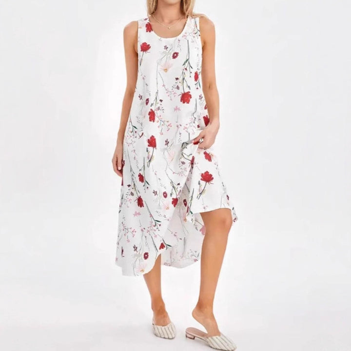 Kvinder Floral Print A-linje Midi Kjole Stilla