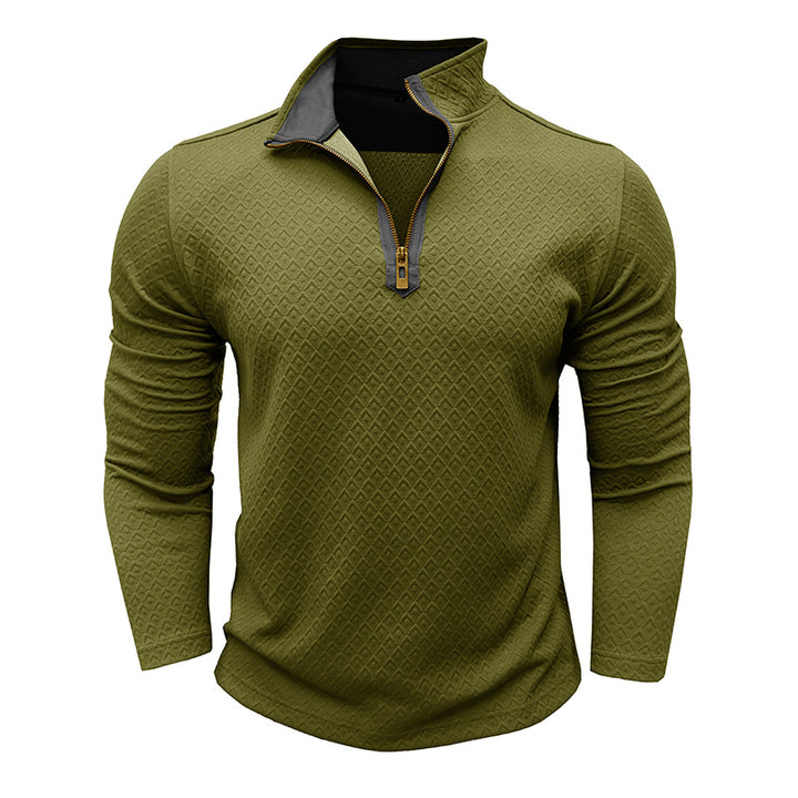 Herre moderigtig pullover med halvmultipart zip Stilla