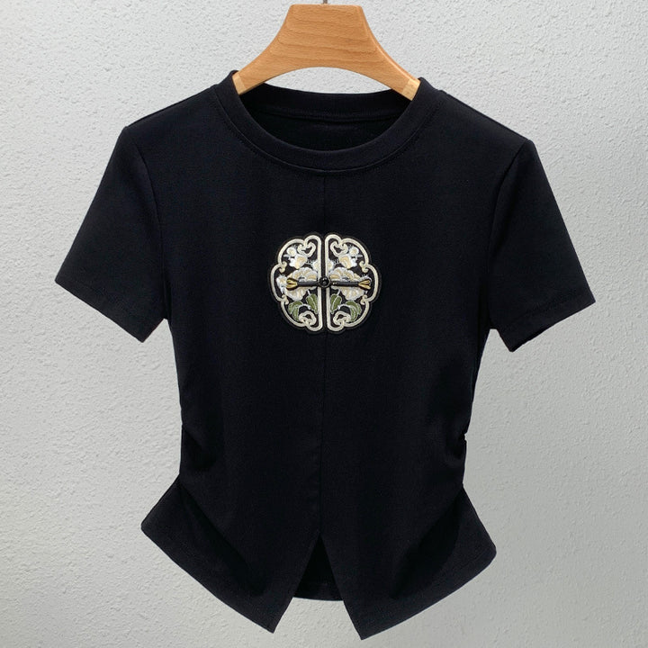 Dame T-shirt med kunstnerisk dekorerede detaljer Stilla