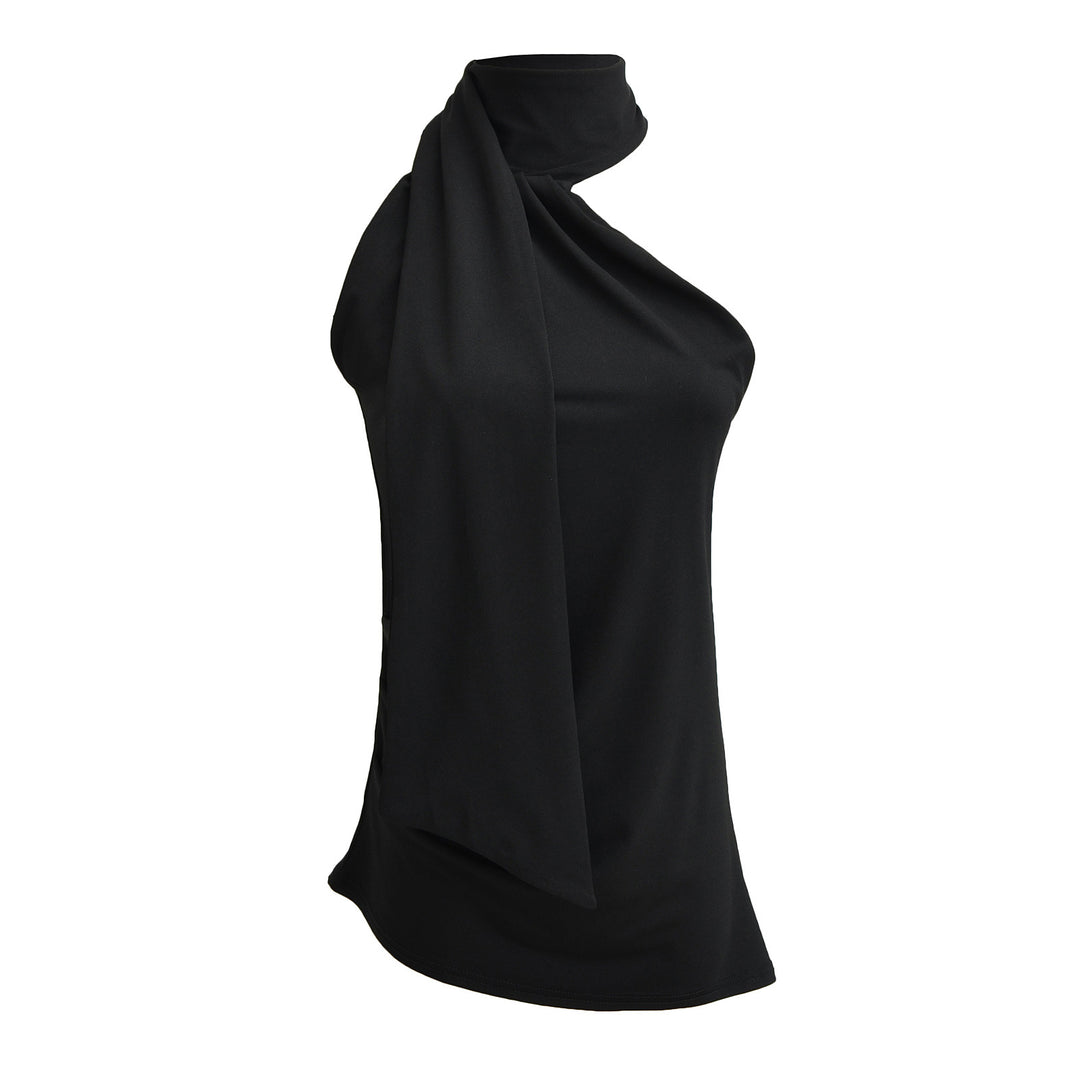 Dame elegant top med asymmetrisk krave og flydende stof Stilla