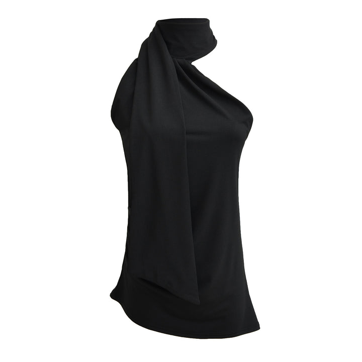 Dame elegant top med asymmetrisk krave og flydende stof Stilla