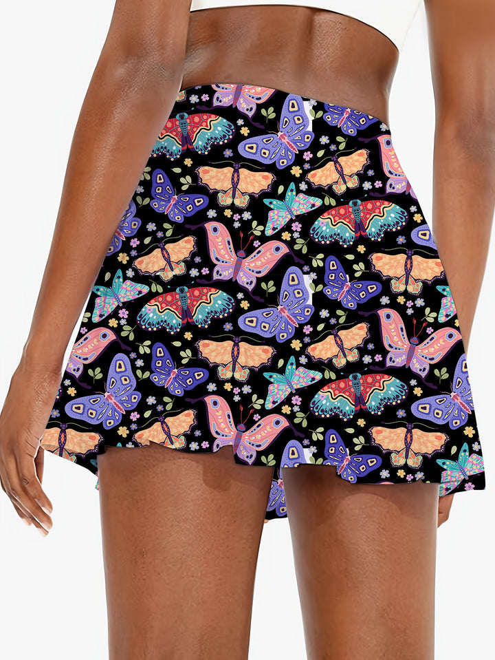 Femme Sommerfugleprint Skaternederdel Stilla