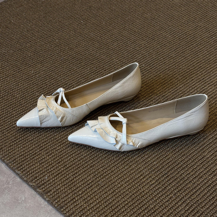 Dame elegante spidse ballerinas med ruffledetail Stilla