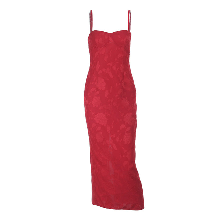 Dame elastisk blomster-bustier-maxikjole Skovae