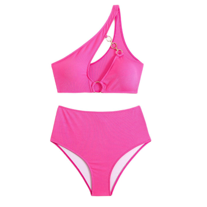 Dame Højskåret Bikini med moderne Ensidet Snit og Ring Accent Stilla
