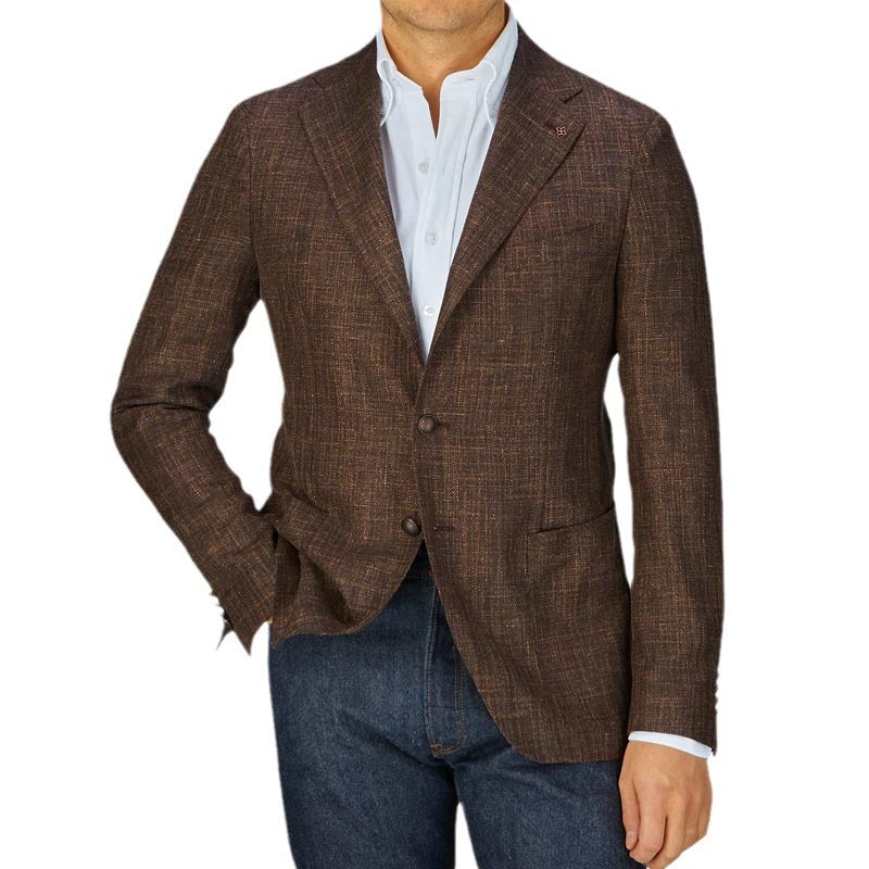Herrer elegant blazer med fin tekstur og klassisk revers Stilla