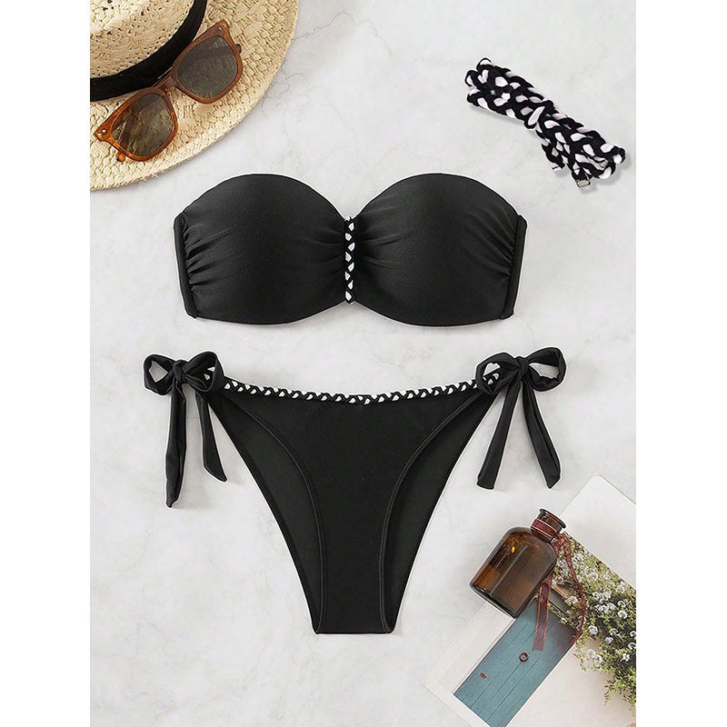 Dame Bandeau-bikini med elegant vikledetalje Skovae