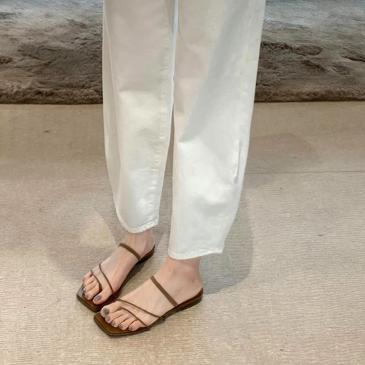 Dame moderne minimalistiske slide sandaler med elegant tåbånd Stilla