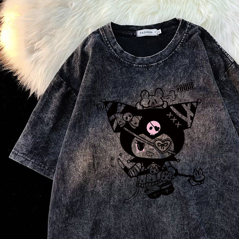 Dame T-shirt med kunstnerisk karaktertryk og afslappet snit Stilla