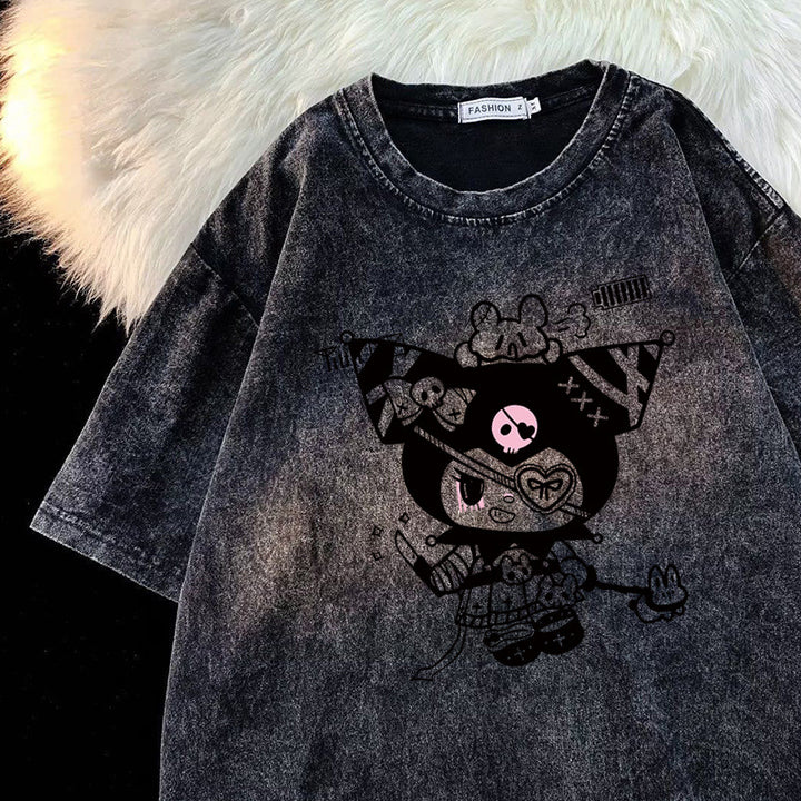 Dame T-shirt med kunstnerisk karaktertryk og afslappet snit Stilla