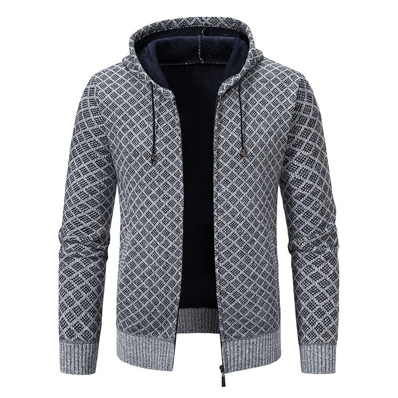 Herrer Textureret Zip-Up Hoodie med mønsterdesign Stilla