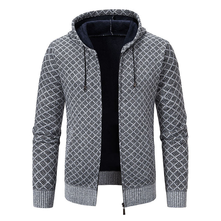 Herrer Textureret Zip-Up Hoodie med mønsterdesign Stilla