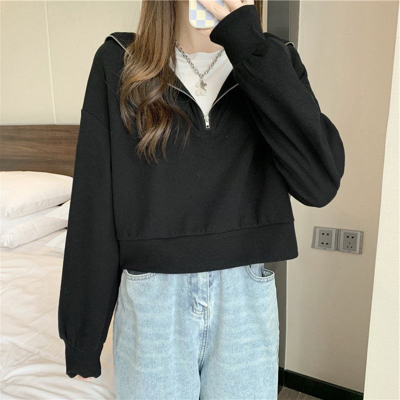 Femme Cropped Halv-Zip Fleece Sweatshirt Stilla