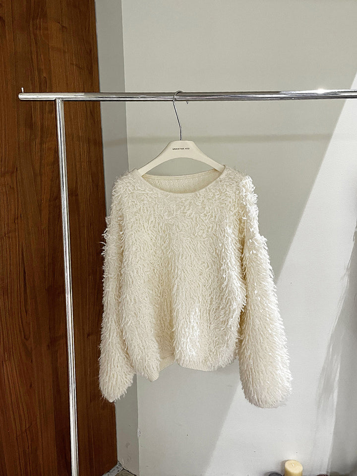 Dame Fuzzy Pullover med oversize snit Stilla