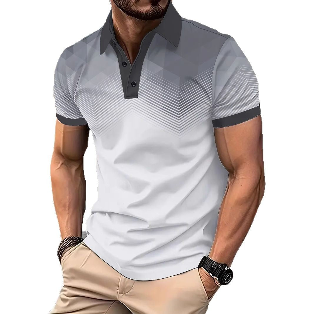 Herre Poloshirt med moderne geometrisk mønster og åndbare egenskaber Stilla