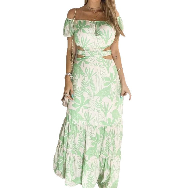 Kvinders off-shoulder maxi kjole med udskæringsdetaljer og flæser Stilla