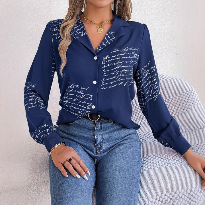 Damer Elegant Bluse med håndskrevet mønster Stilla