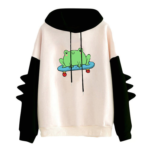 Dame hoodie med fed frødesign Stilla