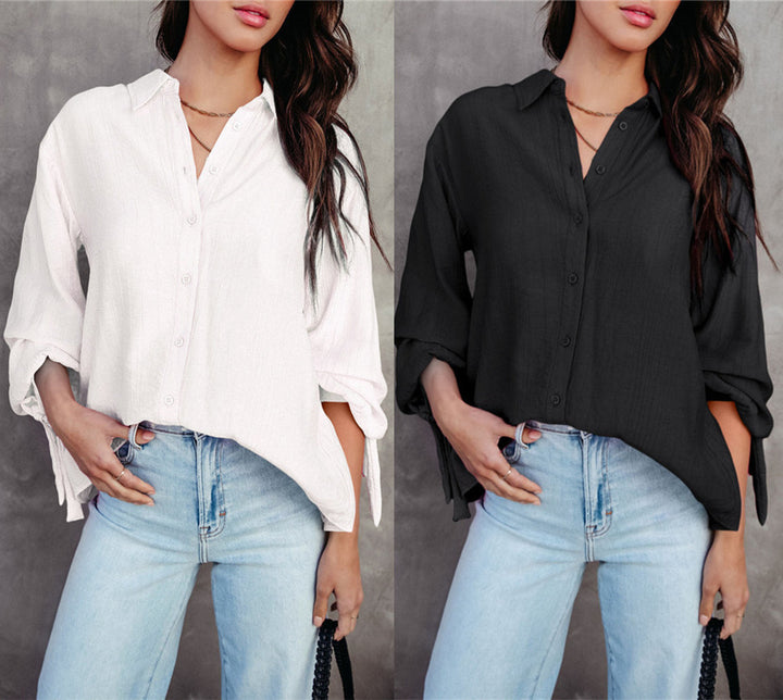 Dame casual bluse med knapper og brede ærmer Stilla