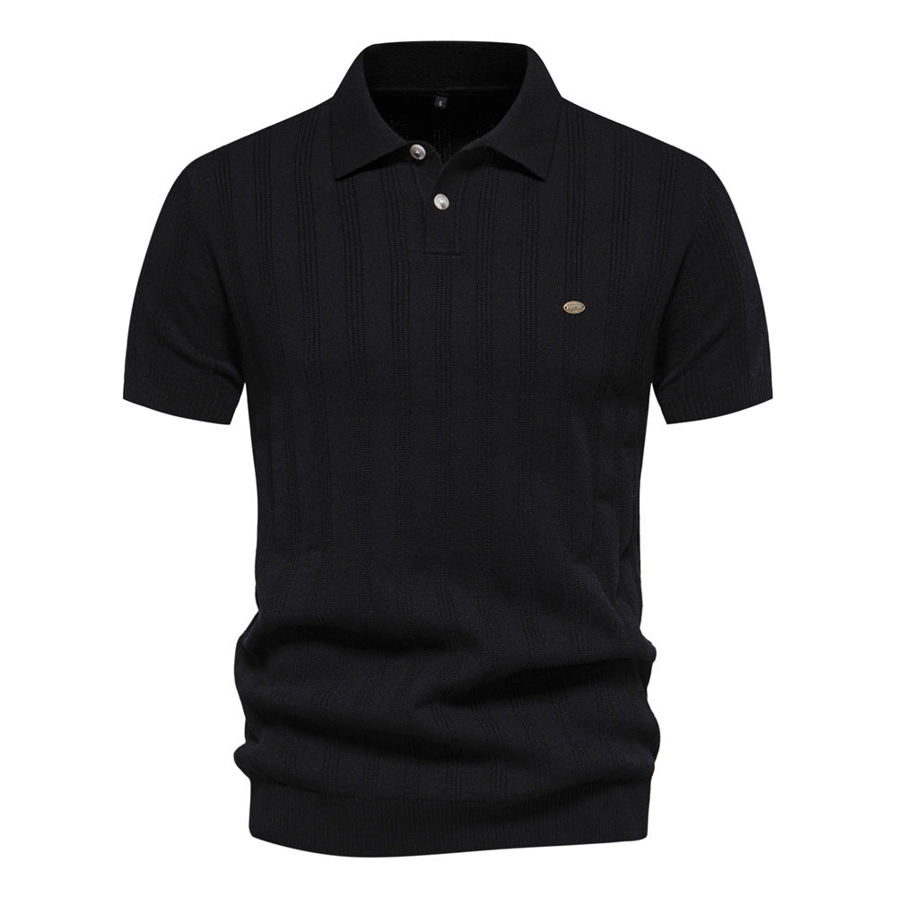 Herrer kortærmet poloshirt med struktureret ribmønster Stilla