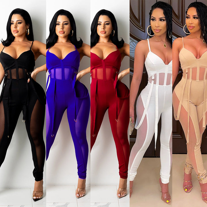 Dame Mesh-panel Jumpsuit Stilla