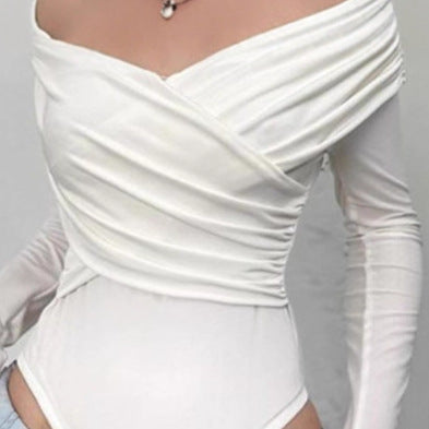 Dame Body med off-shoulder design og draperede ærmer Skovae