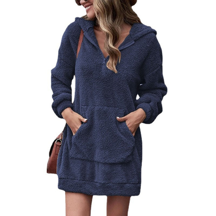 Dame Fleece Hoodie-Kjole med praktiske lommer og hyggelig materialestruktur Stilla