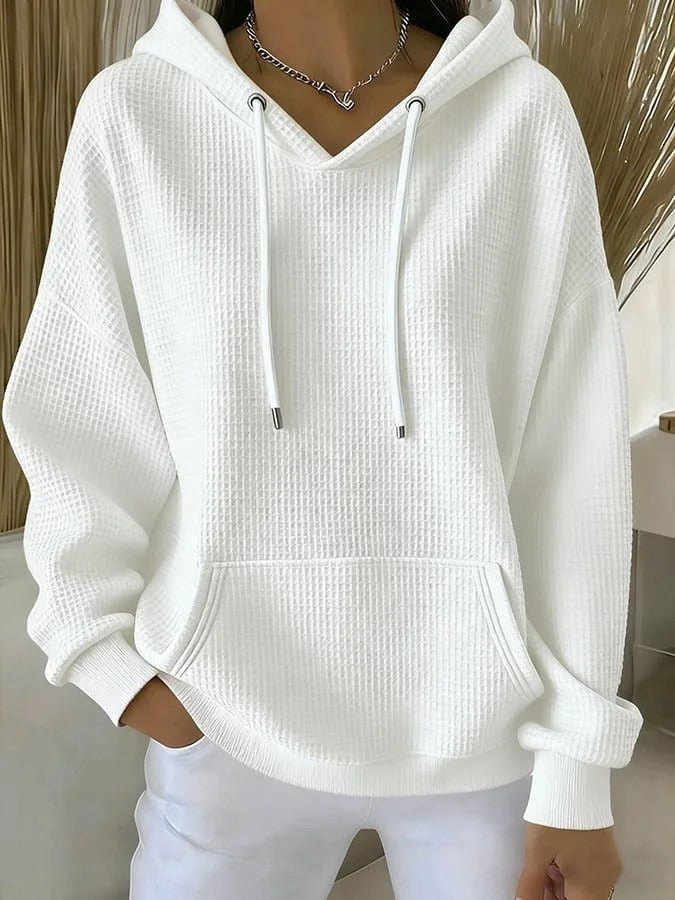 Dame casual hoodie med tekstureret stof Stilla