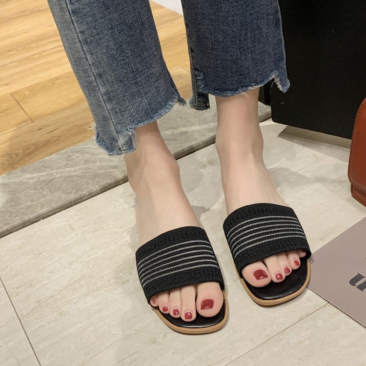 Dame Komfortable Slip-On Sandaler med elastisk Remdesign Stilla