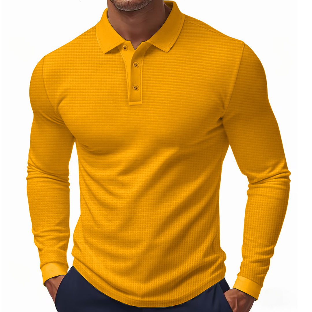 Herre langærmet poloshirt med struktureret design og moderne pasform Stilla
