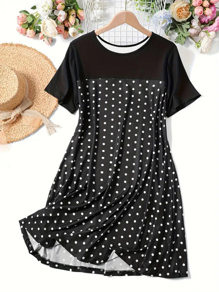Dame Polka-Dot A-Linje Fritidskjole Stilla