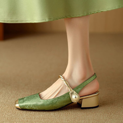 Dame Slingback Pumps med elegant kædeaccent og glitrende remdesign Stilla
