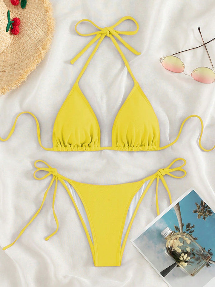 Dame triangel bikini med justerbare bindebånd og feminin snit Skovae