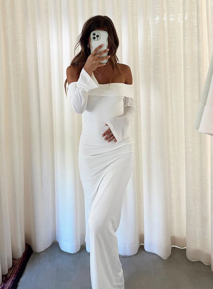 Damer Off-Shoulder Maxikjole med elegant snit og rynker Stilla