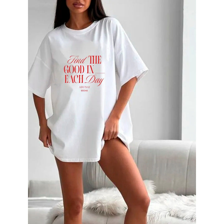 Dame Relaxed-Fit T-shirt med inspirerende statementtryk og moderne snit Stilla