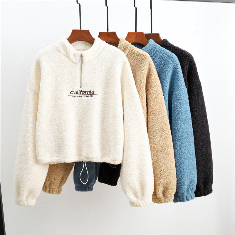 Femme Cropped Fleece Half-Zip Pullover Sweatshirt Stilla