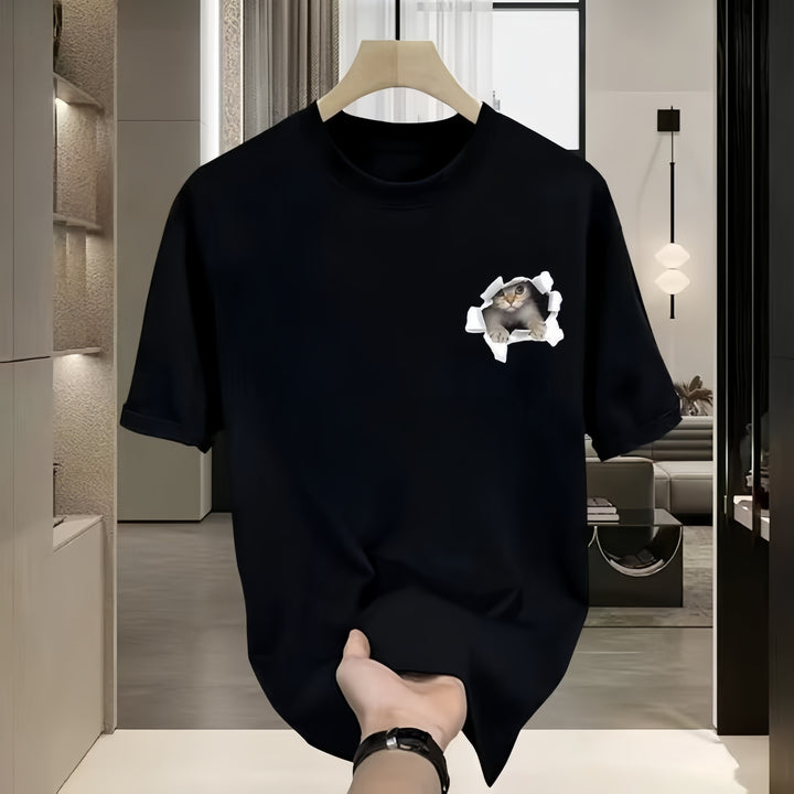 Dame T-shirt med kreativt kattemotiv og unikt huldesign Stilla