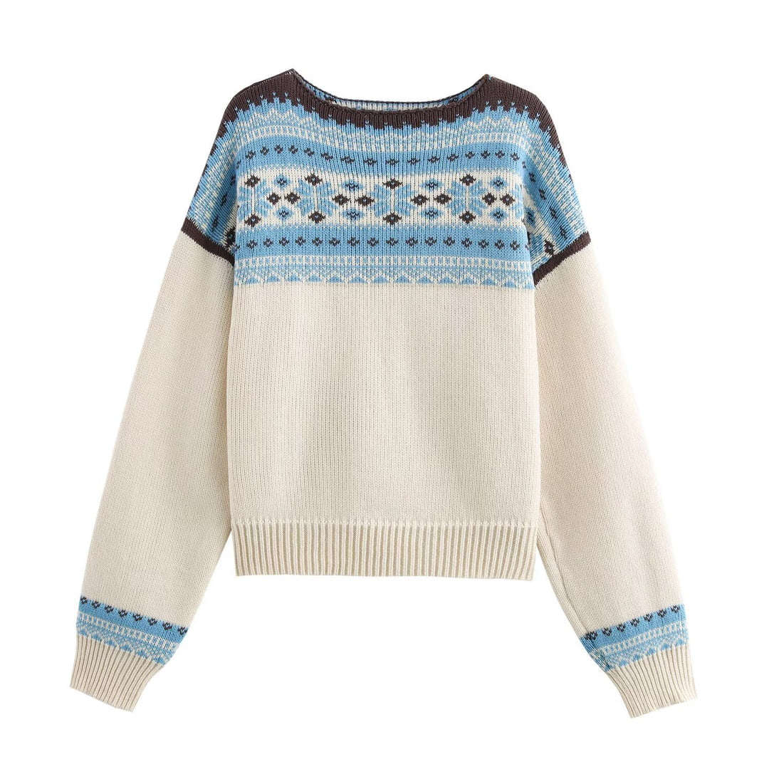 Femme Cozy Strikpullover med geometrisk mønster Stilla