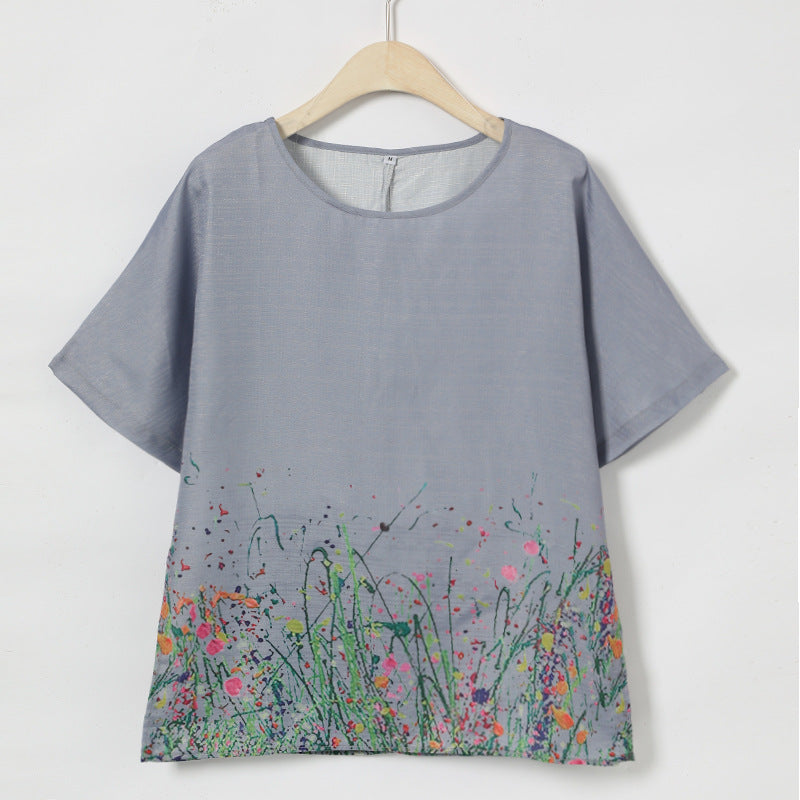 Dame Kunstnerisk Blomster mønster Top Stilla