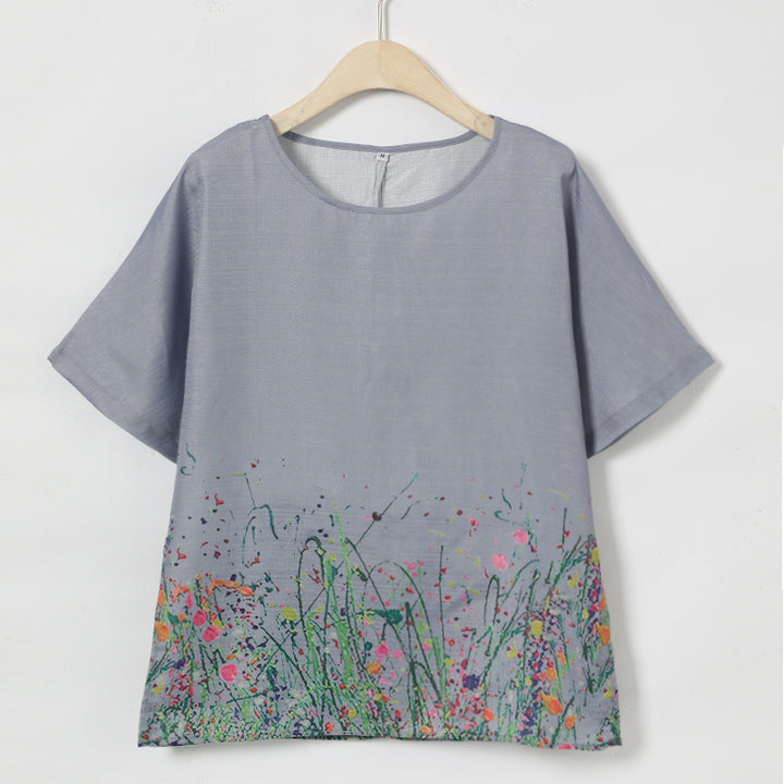 Dame Kunstnerisk Blomster mønster Top Stilla
