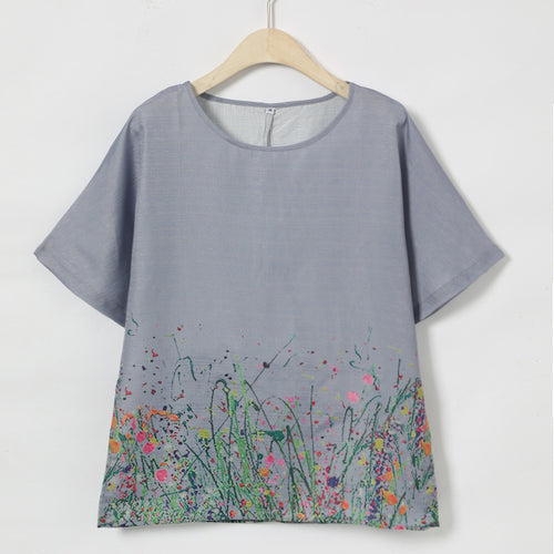 Dame Kunstnerisk Blomster mønster Top Stilla