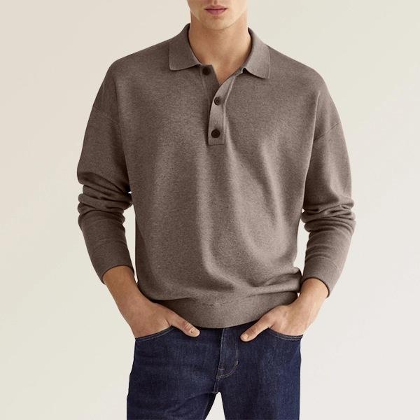 Herre Sweatshirt med polokrave og knapliste Stilla