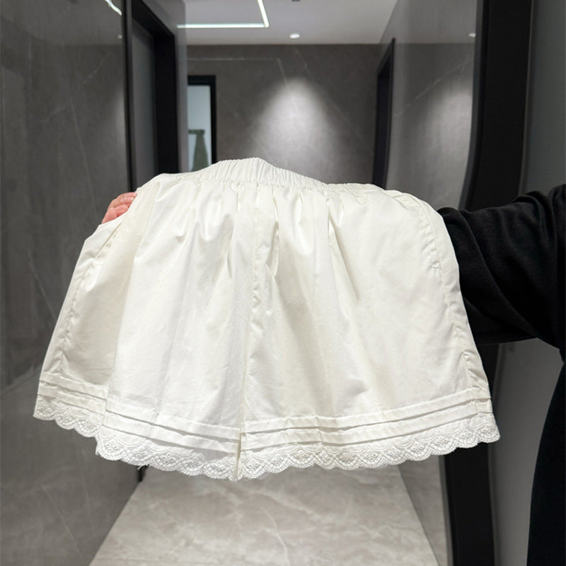 Dame Skræddersyede Elastisk Linning Satin Shorts med Spids Stilla