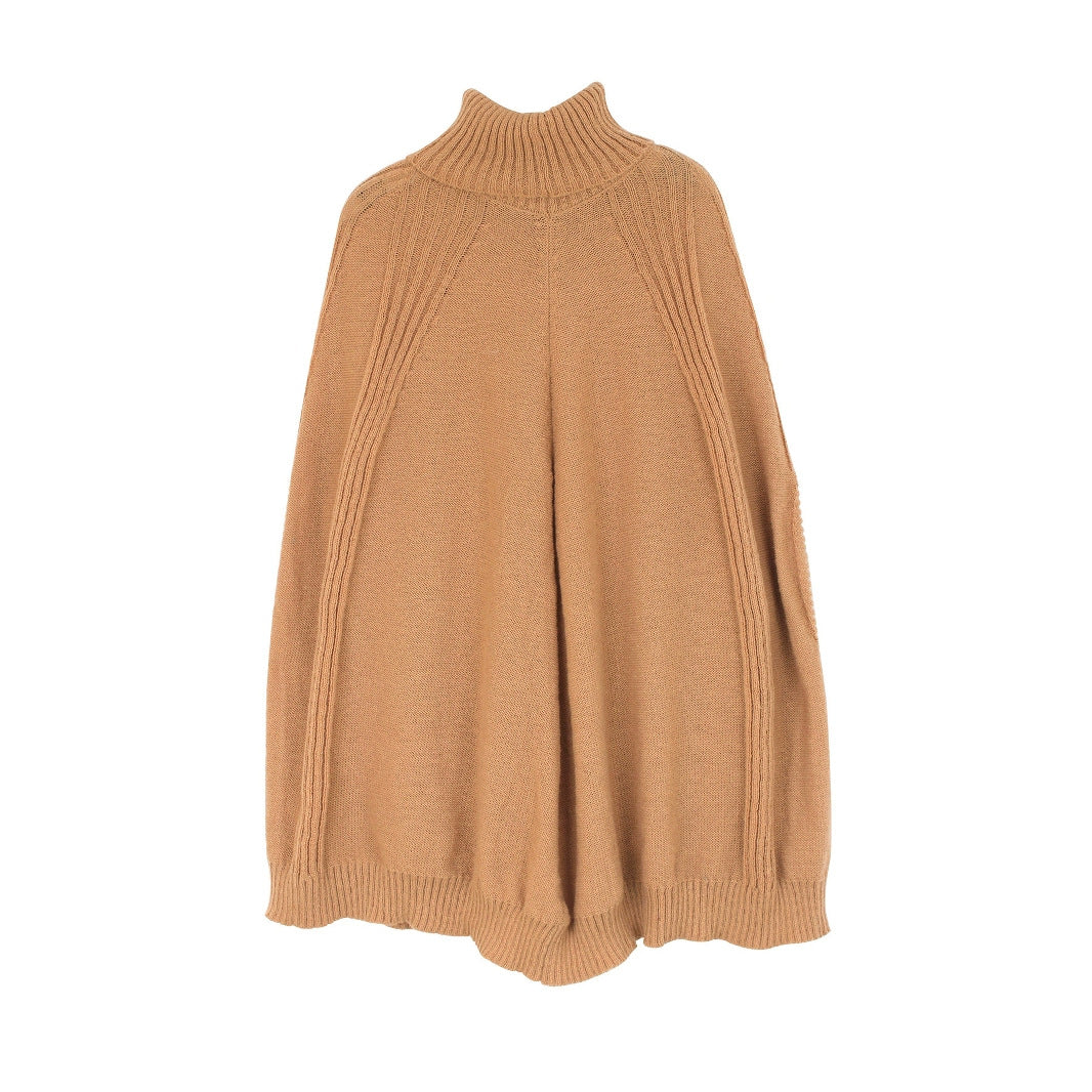 Dame strik poncho med høj hals og struktureret design Stilla