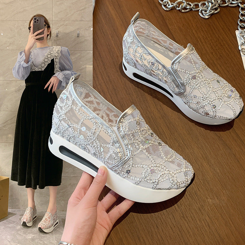 Dame Glamourøse Slip-On Sneakers med elegant glimmer-design Stilla
