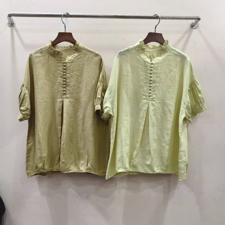 Femme Elegante Knaplukning Tunika-Overdel Stilla