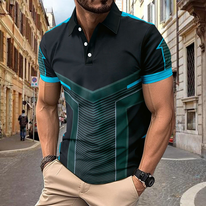 Herrernes sporty polo t-shirt med moderne grafikdesign Stilla