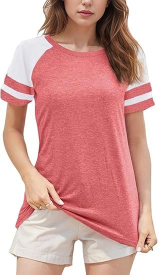 Dame sporty T-shirt med raglanærmer og moderne striber Stilla