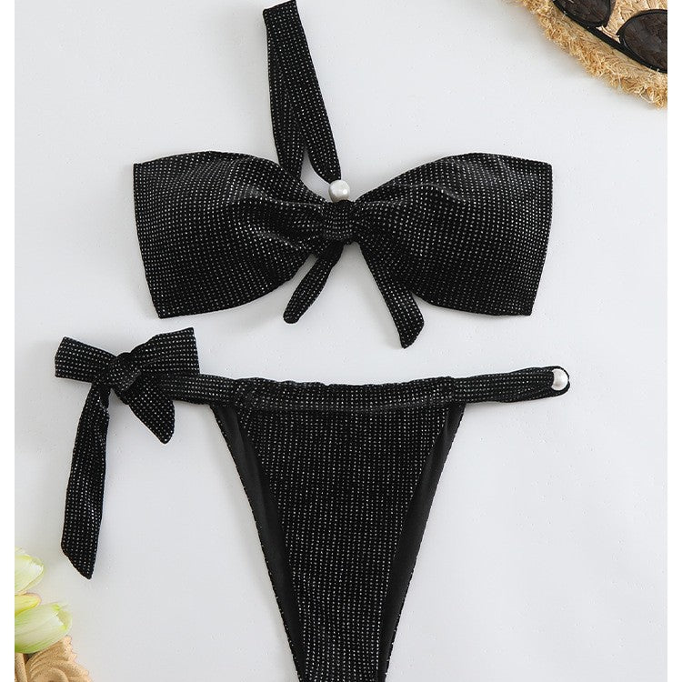 Dame Bikini-sæt med elegant sløjfedetalje og funklende accenter Stilla
