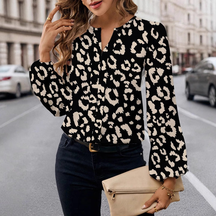 Dame mode top med leopardmønster Stilla